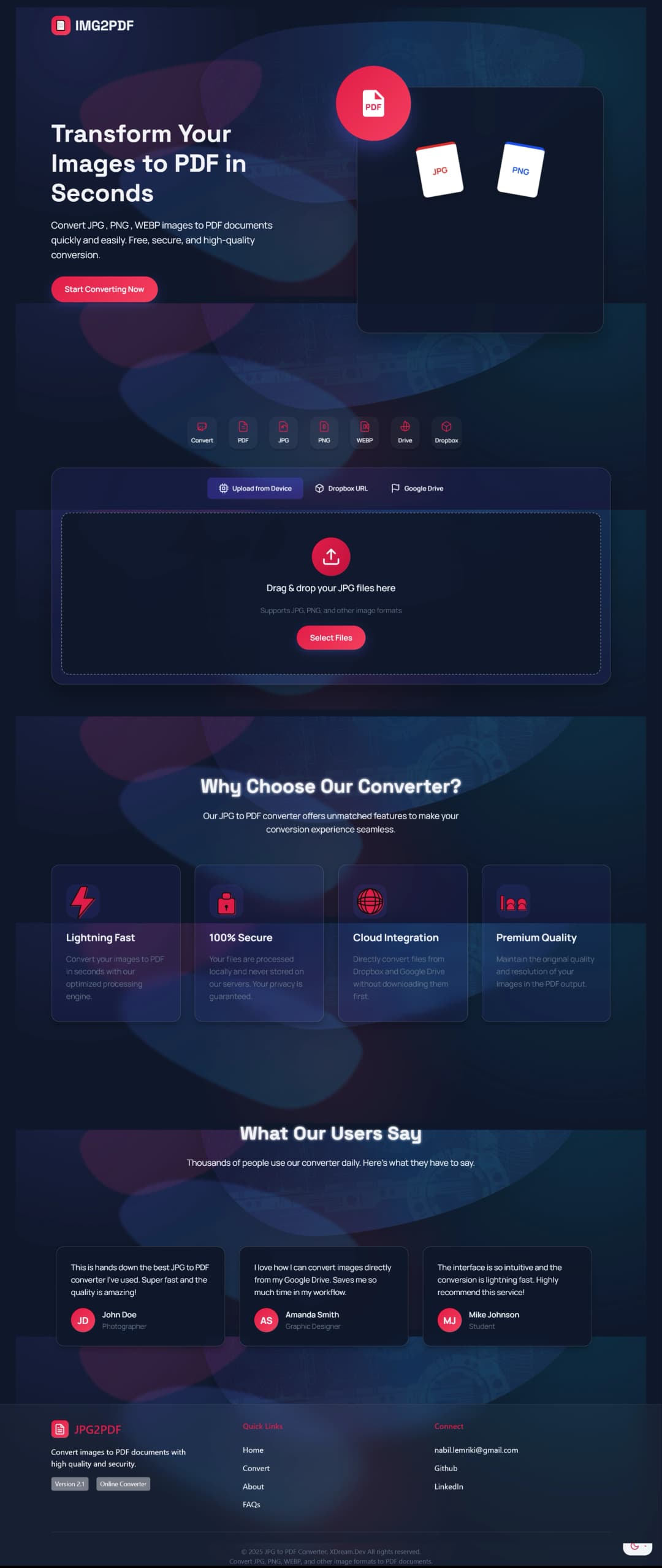 IMG2PDF Web tool screenshot 1