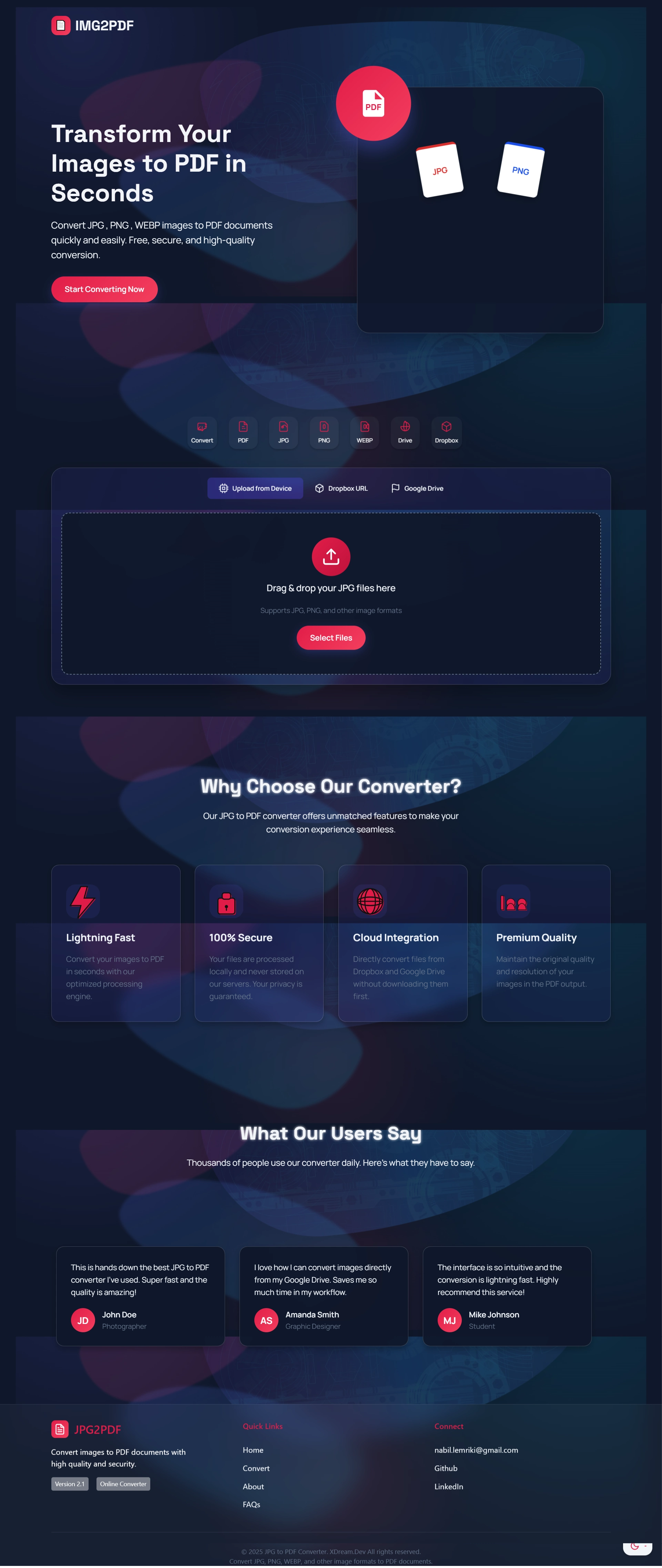 IMG2PDF Web tool screenshot 1
